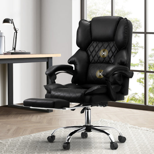 NNEED Massage Office Chair PU Footrest Black