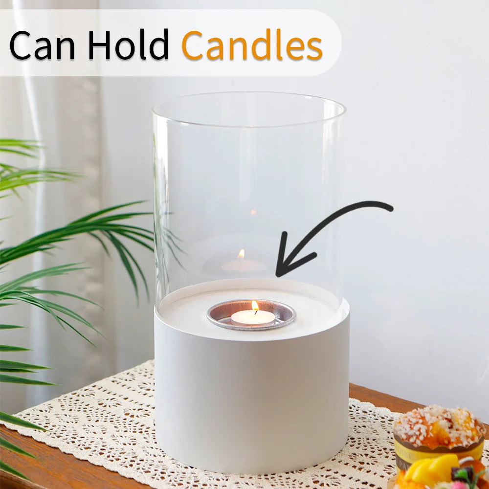 11.4"H Round Portable Tabletop Fireplace(white)