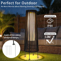 2 Piece Solar Powered Lantern Wicker Solar Patio Lamp Black