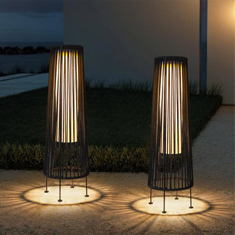 compare product 2 Piece Solar Powered Lantern Wicker Solar Patio Lamp Black