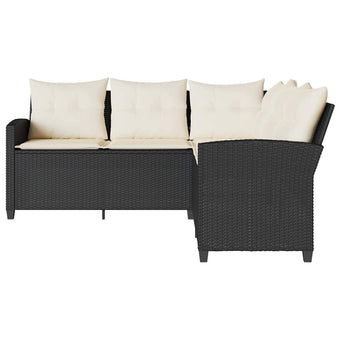 compare product NNEVL L-shaped Couch Sofa with Cushions Black Poly Rattan