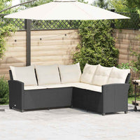 NNEVL L-shaped Couch Sofa with Cushions Black Poly Rattan