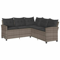 NNEVL L-shaped Couch Sofa with Cushions Grey Poly Rattan