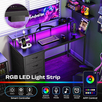 compare product 47 Inch Gaming Desk With LED Lights For Home Office