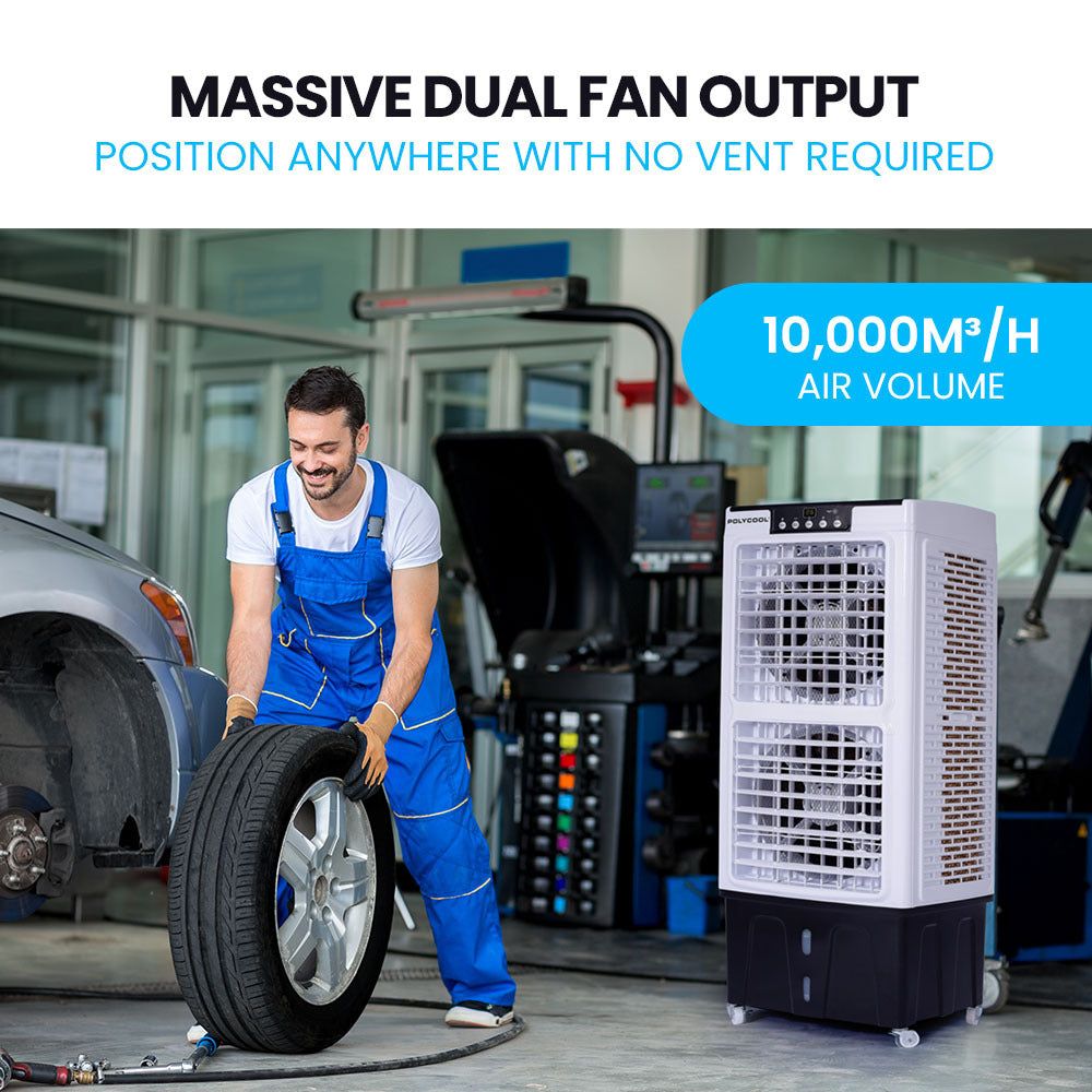 NNEMB 35L 220W Evaporative Air Cooler Portable Industrial Fan-Purifier-Humidifier-Remote Control