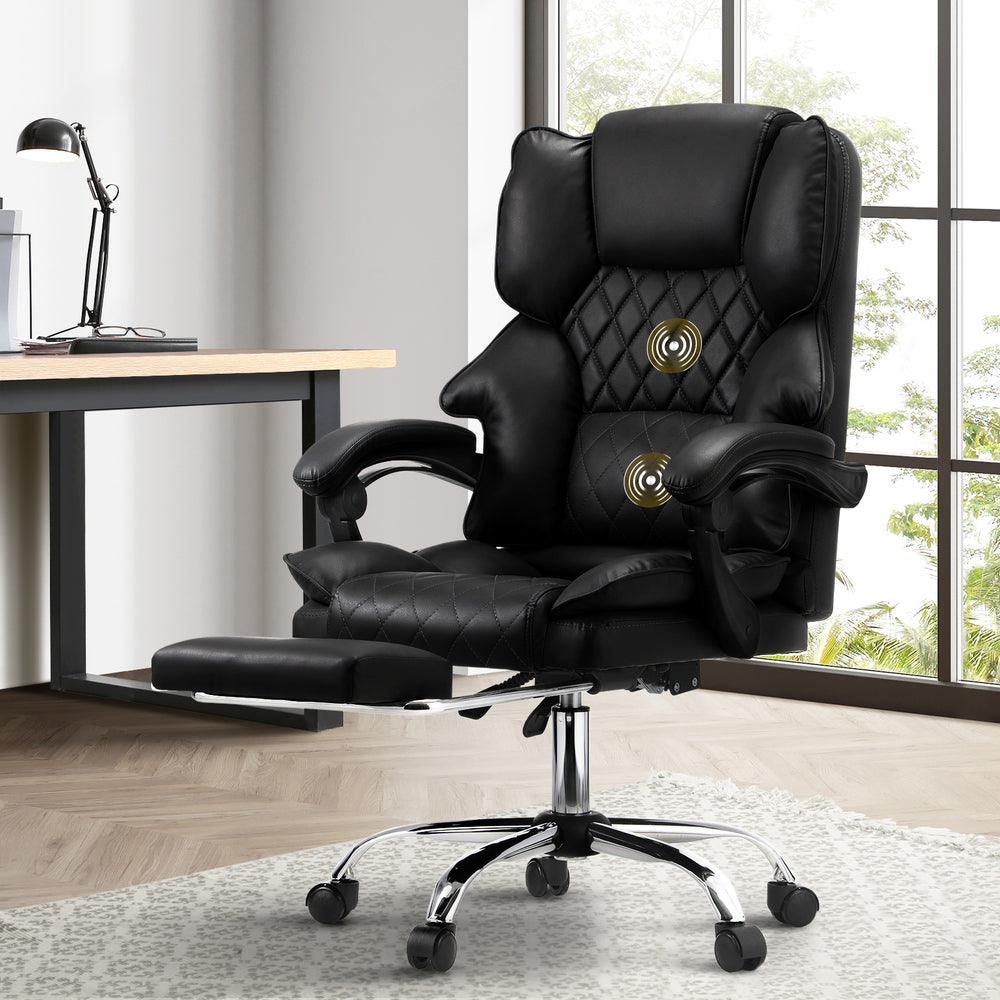 NNEED Massage Office Chair PU Footrest Black