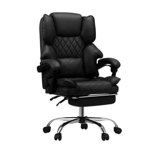 NNEED Massage Office Chair PU Footrest Black