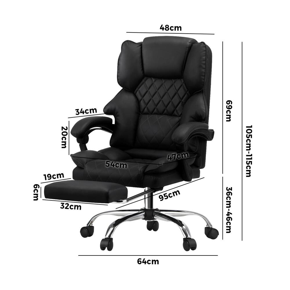 NNEED Massage Office Chair PU Footrest Black