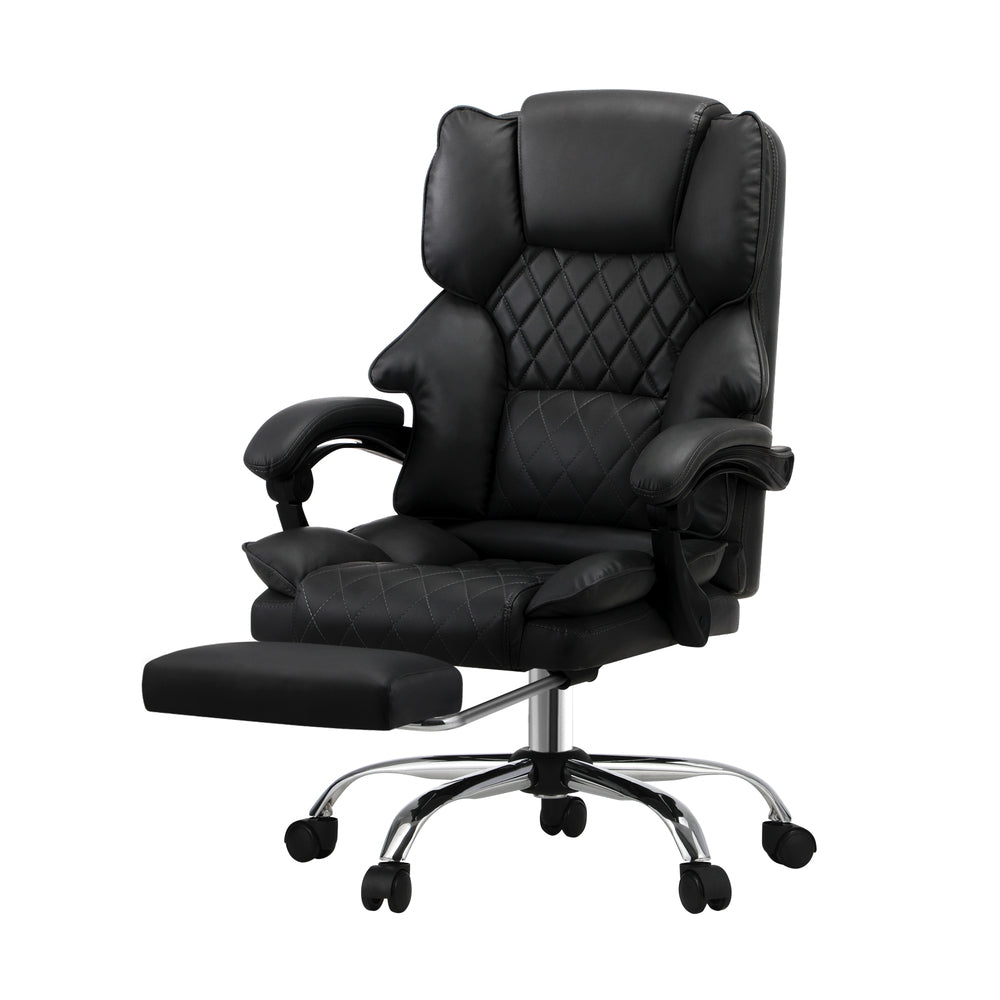 NNEED Massage Office Chair PU Footrest Black