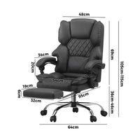 NNEED Massage Office Chair PU Footrest Grey