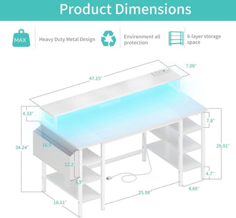 compare product 47 Inch Gaming Desk With LED Lights For Home Office Use