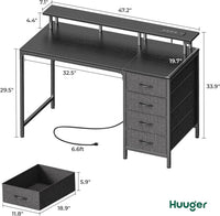47 Inch Gaming Desk With LED Lights For Home Office